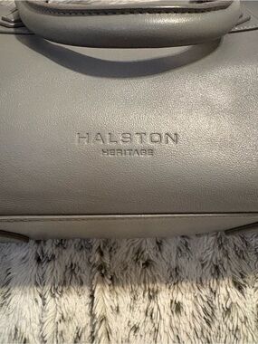 Y2K Vintage Halston Heritage Light Gray Leather Purse with Top Handle